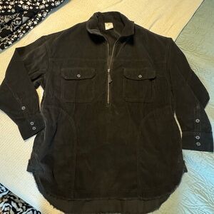 Aerie Black Corduroy Shirt Dress Half-Zip Size Small